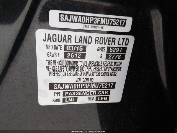 2015 JAGUAR XF 5.0L SUPERCHARGED