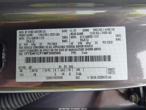 2021 FORD F-150 XLT