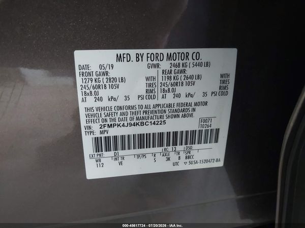 2019 FORD EDGE SEL — I9