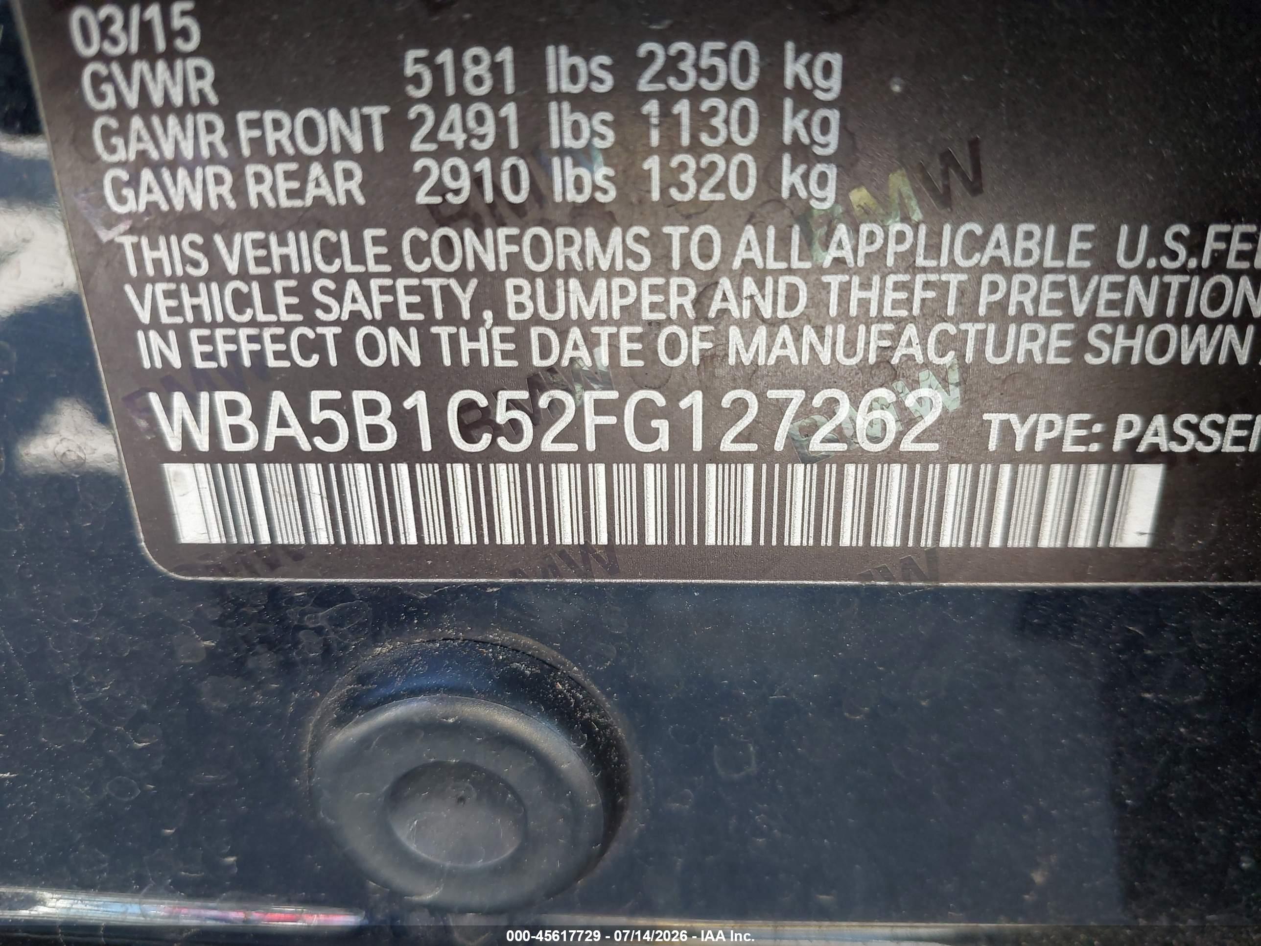 2015 BMW 535I