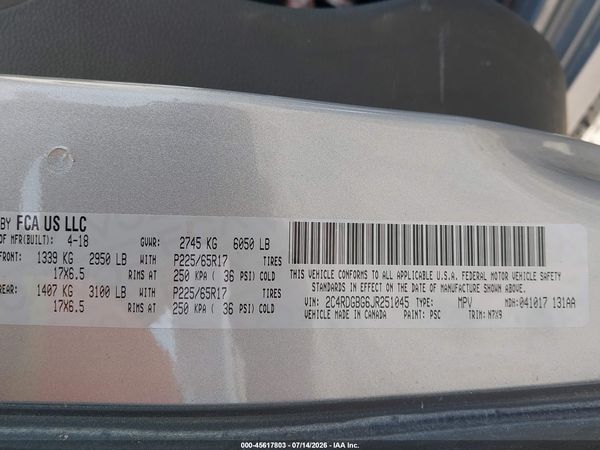 2018 DODGE GRAND CARAVAN SE PLUS