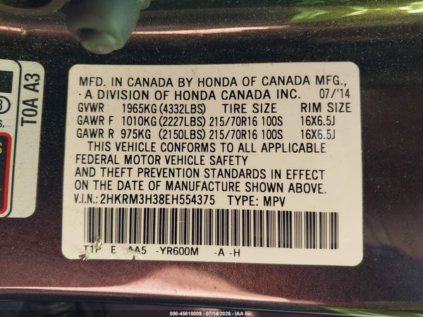 2014 HONDA CR-V LX