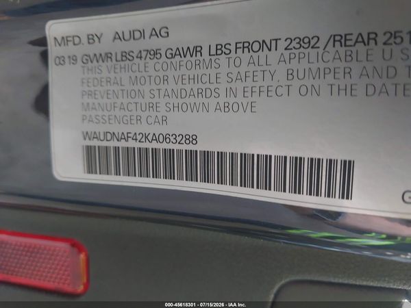2019 AUDI A4 45 PREMIUM