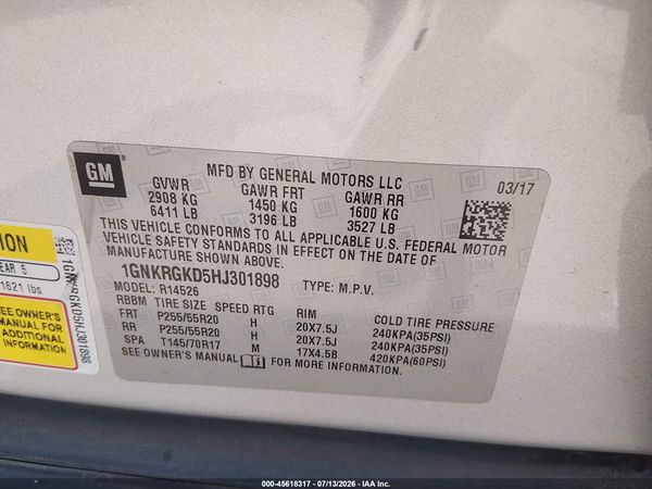 2017 CHEVROLET TRAVERSE LT — I9