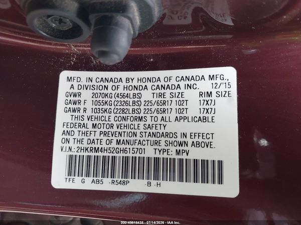 2016 HONDA CR-V EX