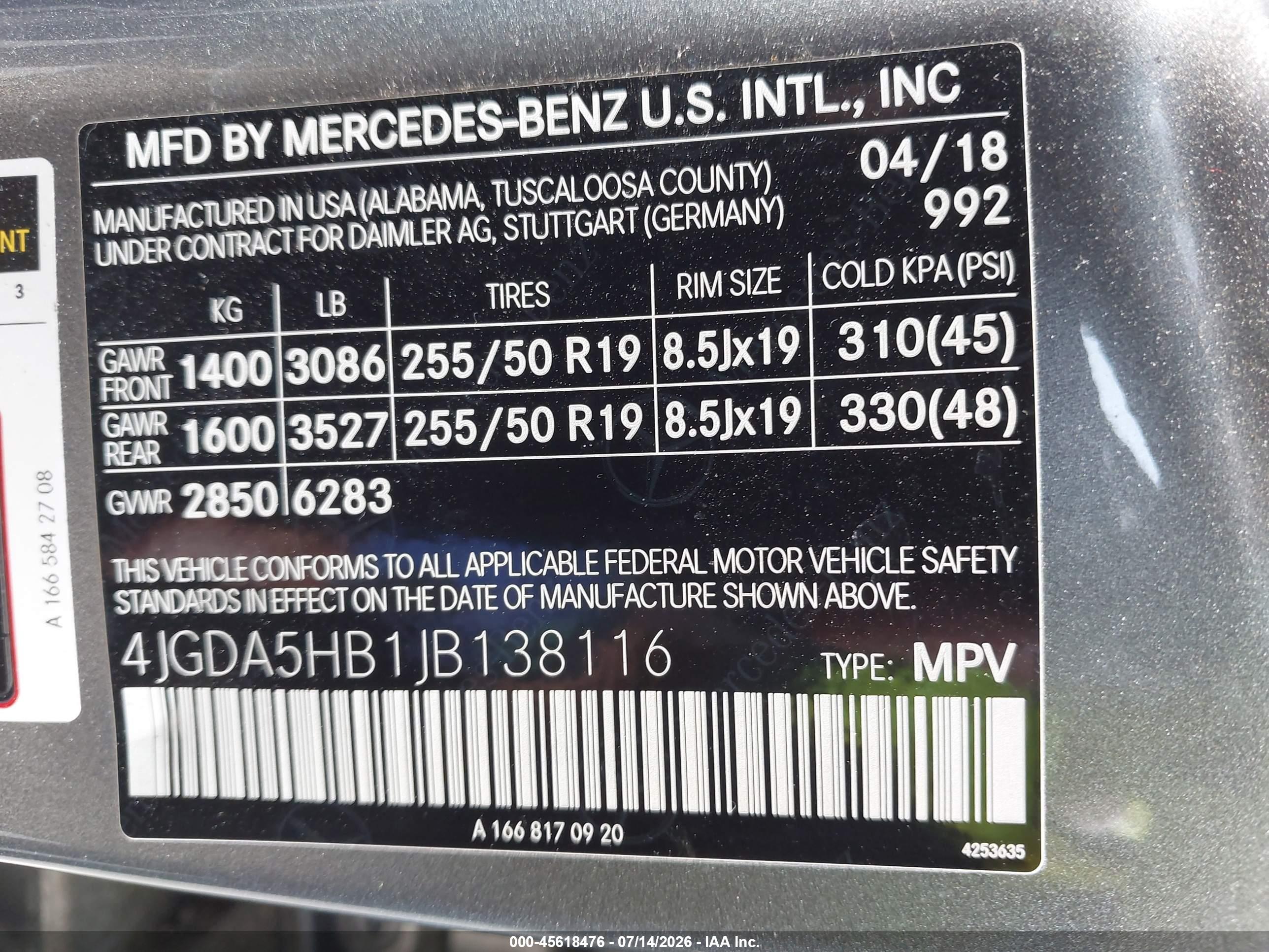 2018 MERCEDES-BENZ GLE 350 4MATIC