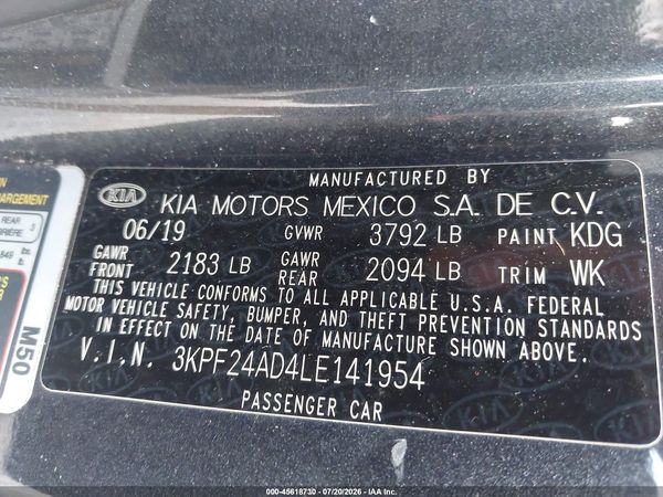 2020 KIA FORTE FE