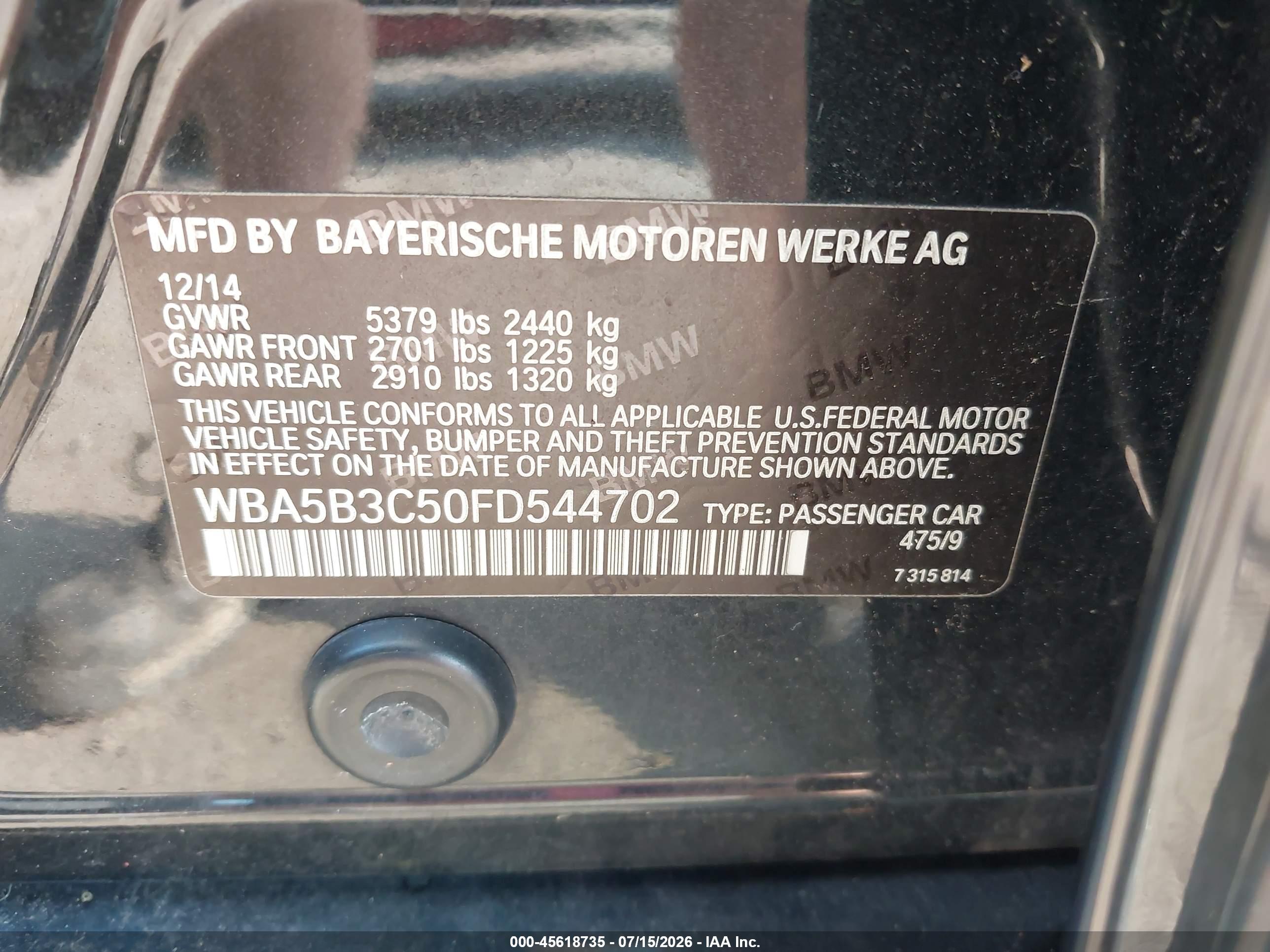 2015 BMW 535I XDRIVE