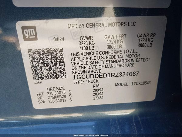 2024 CHEVROLET SILVERADO 1500 4WD  SHORT BED LT — I9