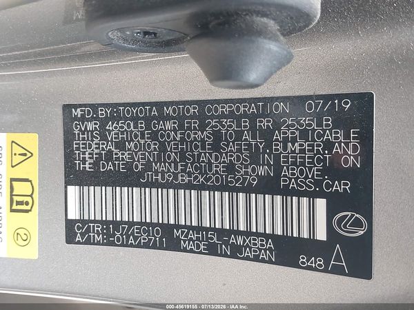 2019 LEXUS UX 250H — I9
