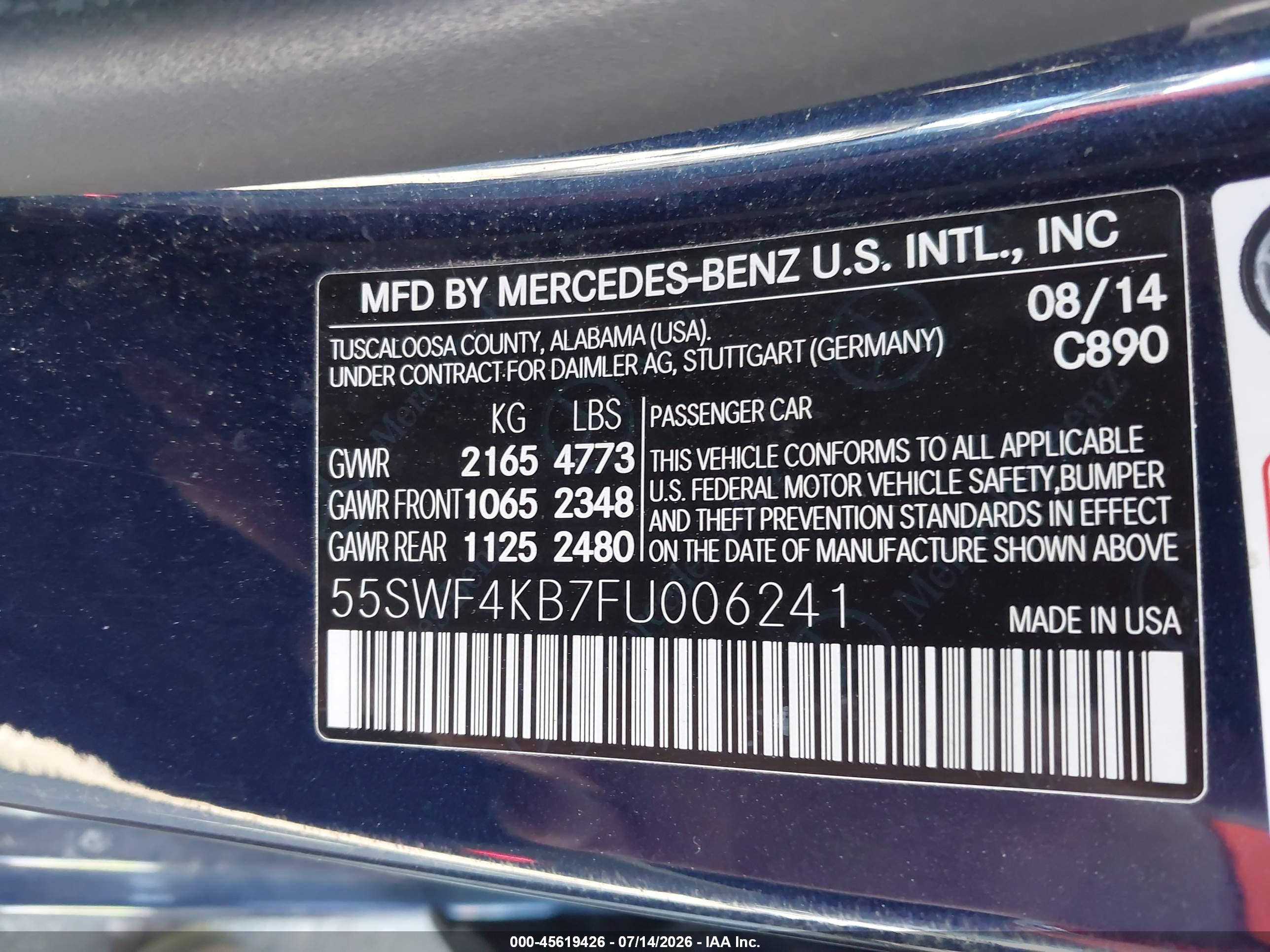2015 MERCEDES-BENZ C 300 SPORT 4MATIC