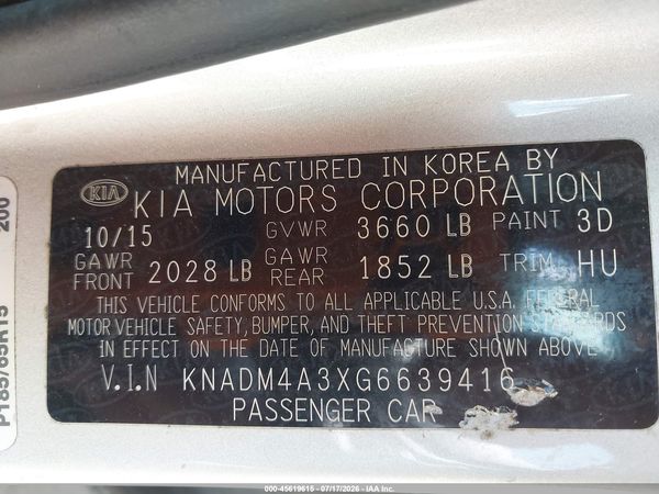 2016 KIA RIO LX