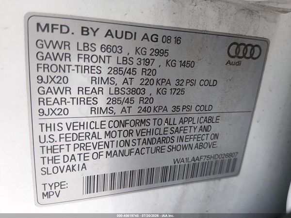 2017 AUDI Q7 3.0T PREMIUM