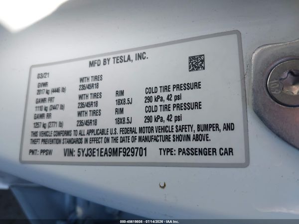 2021 TESLA MODEL 3
