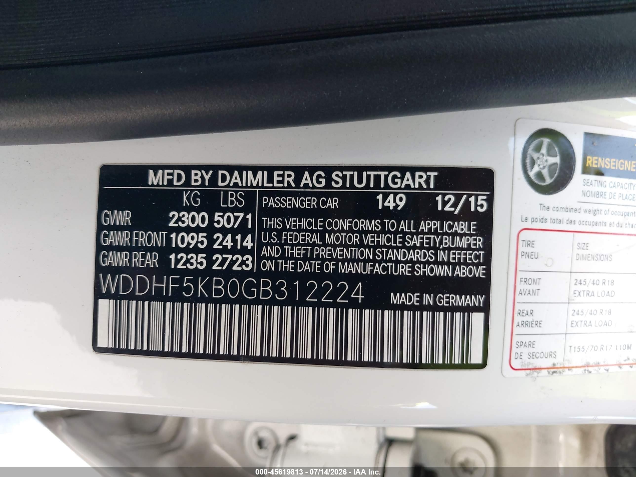 2016 MERCEDES-BENZ E 350 E350