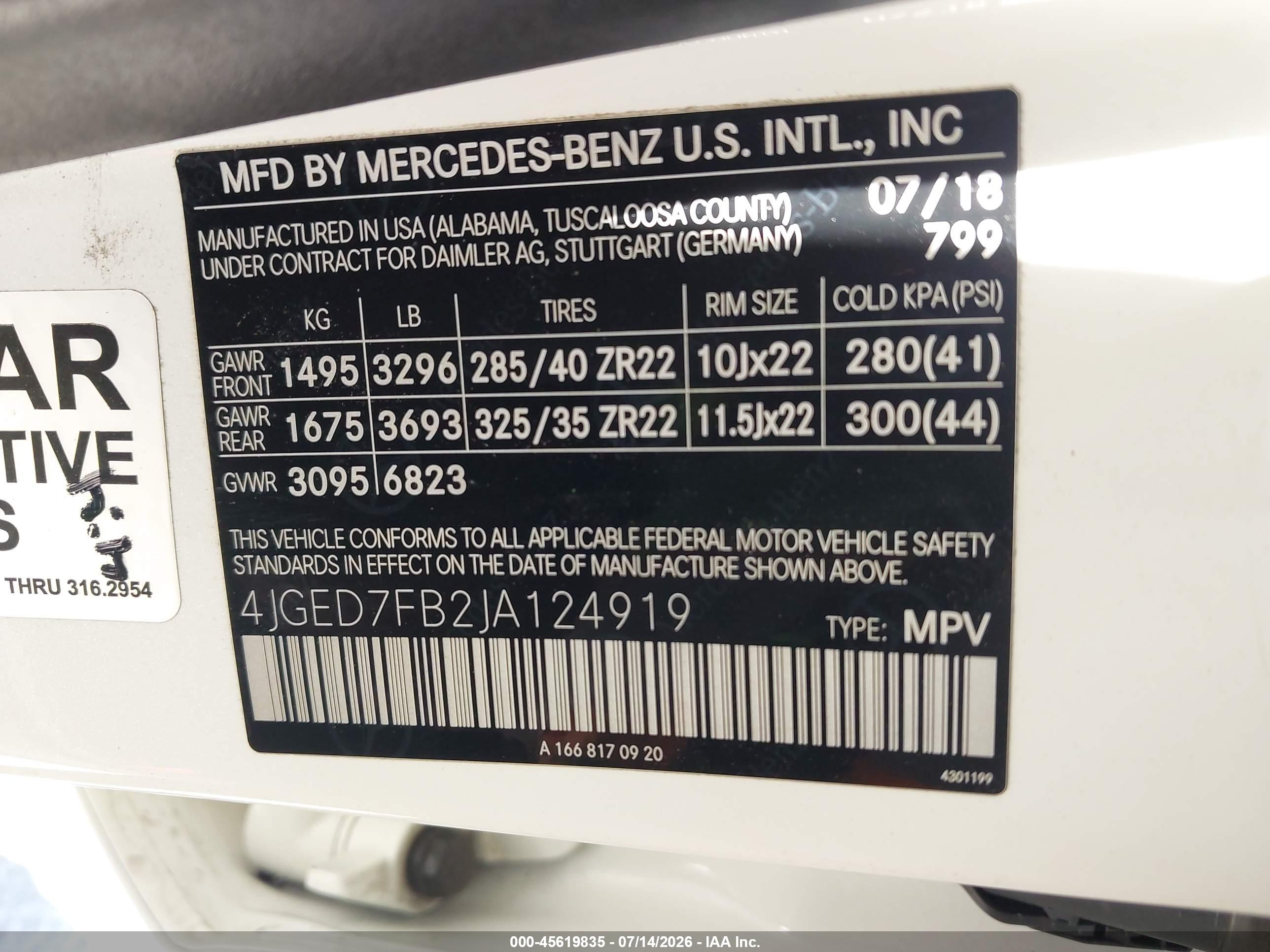 2018 MERCEDES-BENZ AMG GLE 63 COUPE S 4MATIC