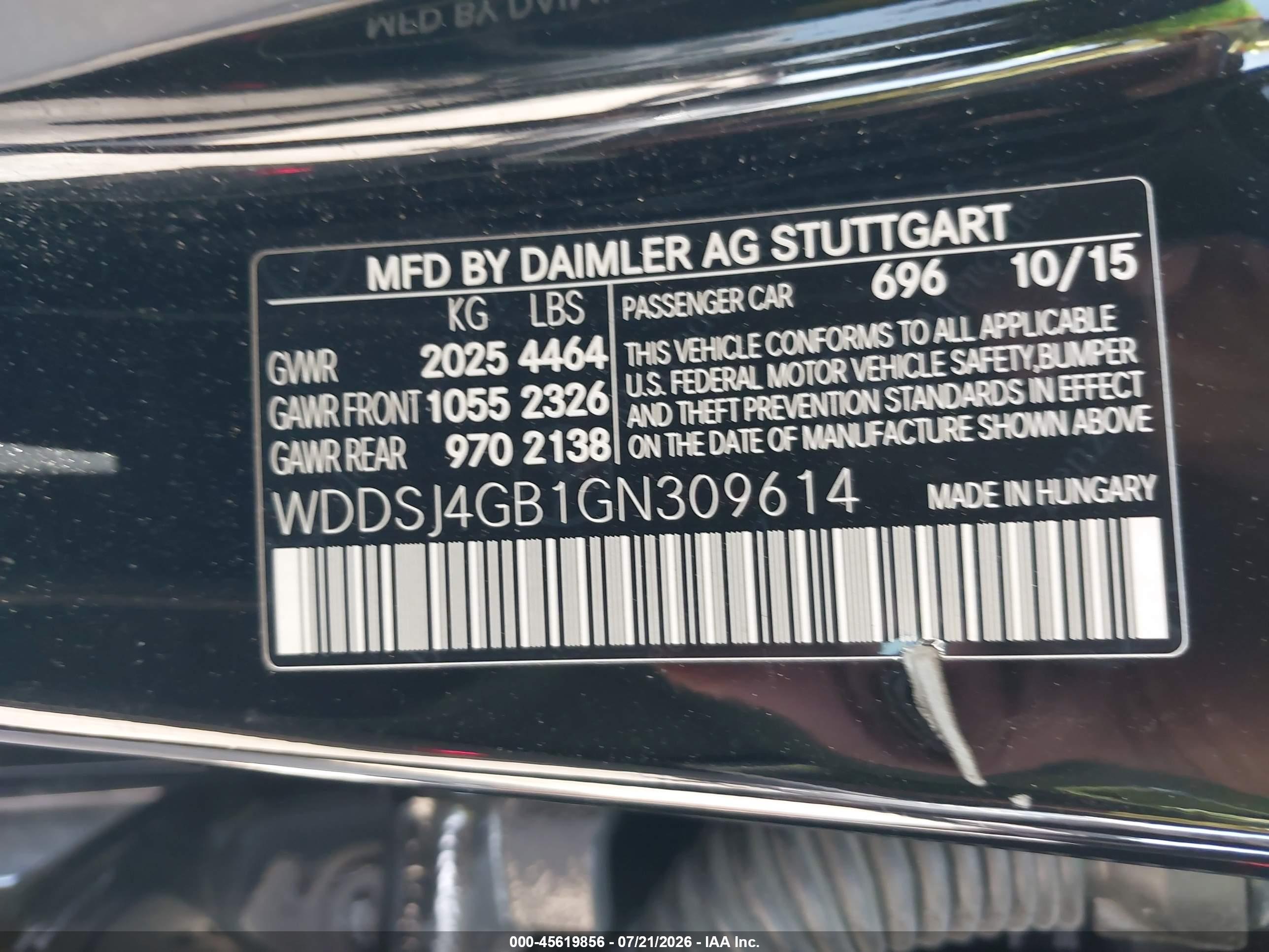 2016 MERCEDES-BENZ CLA 250 CLA250-4M