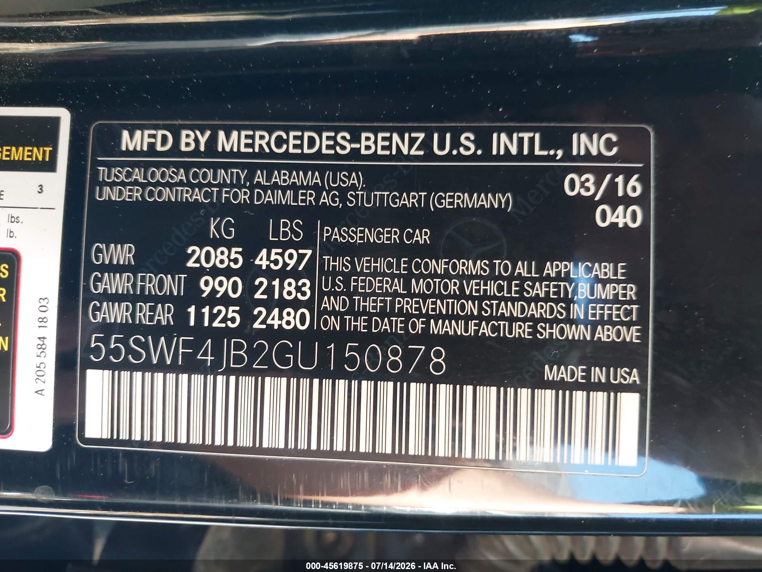 2016 MERCEDES-BENZ C 300 C300