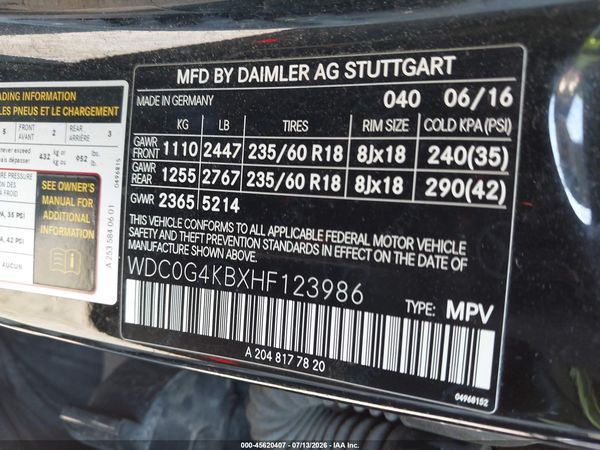 2017 MERCEDES-BENZ GLC 300 4MATIC