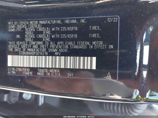 2023 TOYOTA HIGHLANDER LE