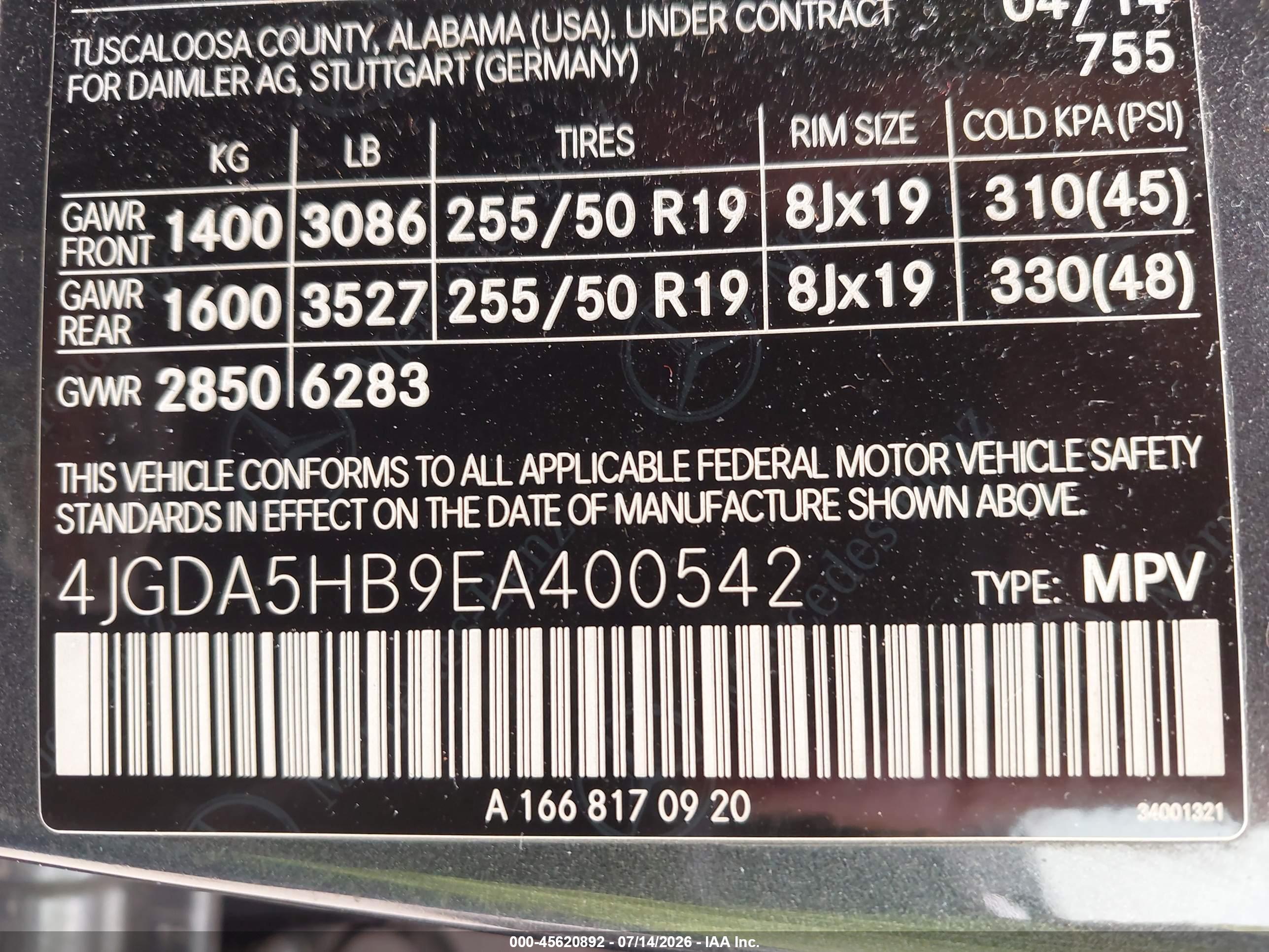 2014 MERCEDES-BENZ ML 350 ML350 4-MATIC