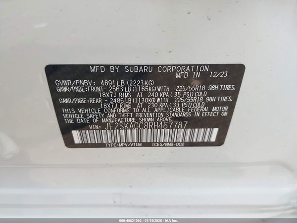 2024 SUBARU FORESTER SPORT — I9