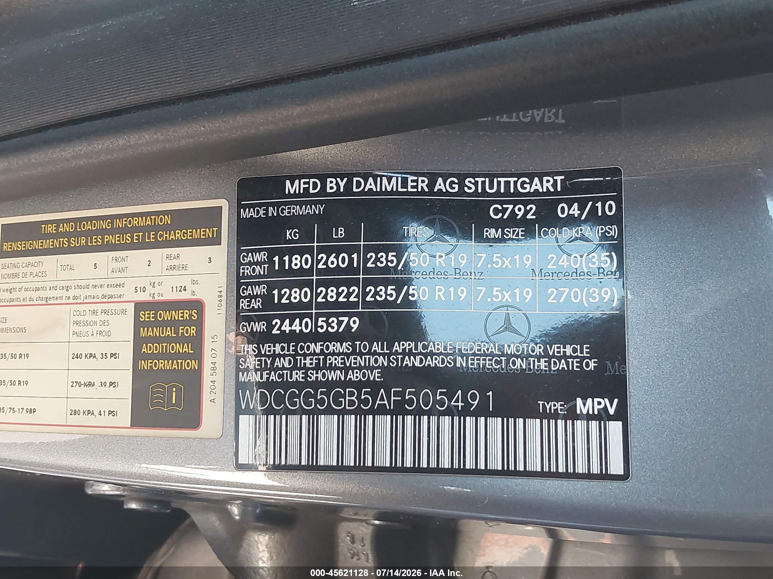 2010 MERCEDES-BENZ GLK 350 GLK350