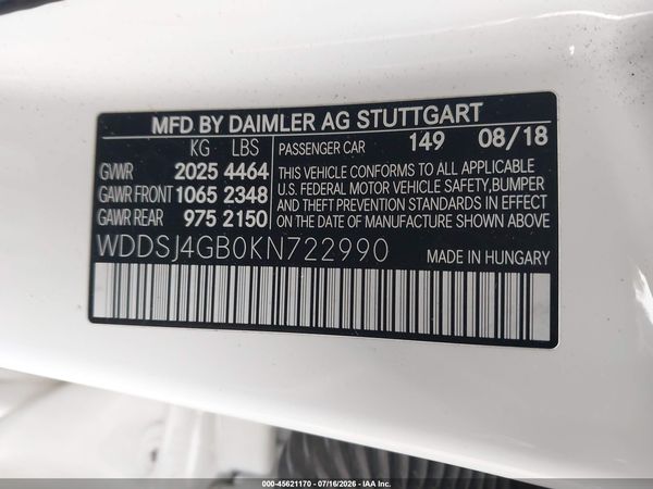 2019 MERCEDES-BENZ CLA 250 4MATIC