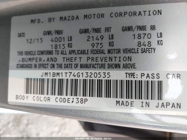 2016 MAZDA MAZDA3 I SPORT