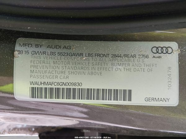 2016 AUDI A6 3.0L TDI PRESTIGE
