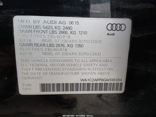 2016 AUDI Q5 2.0T PREMIUM
