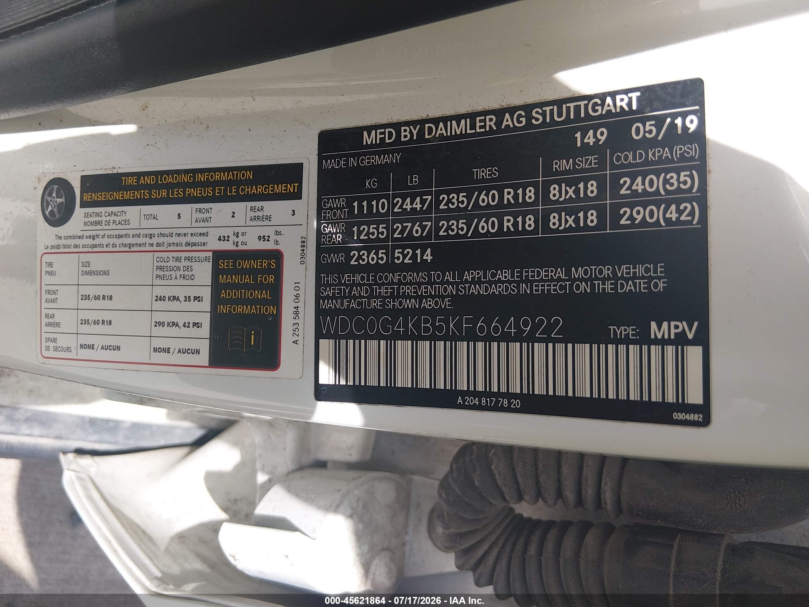 2019 MERCEDES-BENZ GLC 300 4MATIC
