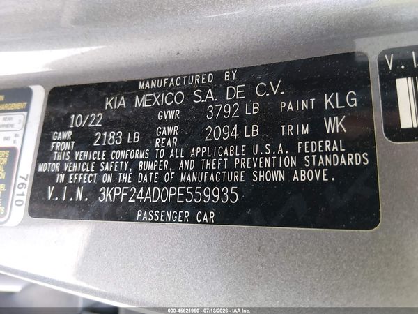 2023 KIA FORTE LXS