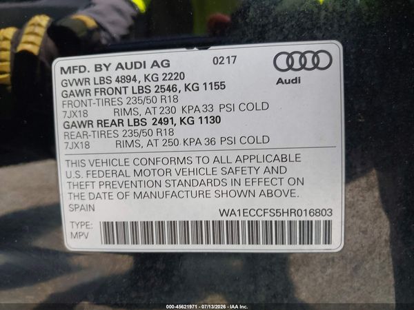 2017 AUDI Q3 2.0T PREMIUM