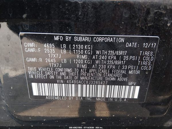 2018 SUBARU OUTBACK 2.5I PREMIUM