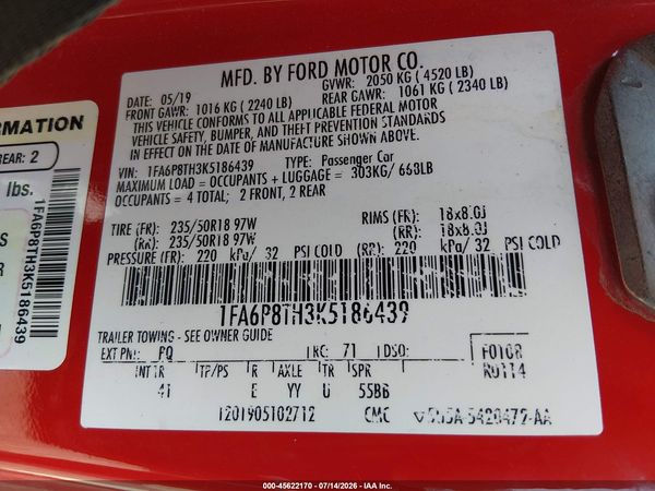 2019 FORD MUSTANG ECOBOOST PREMIUM