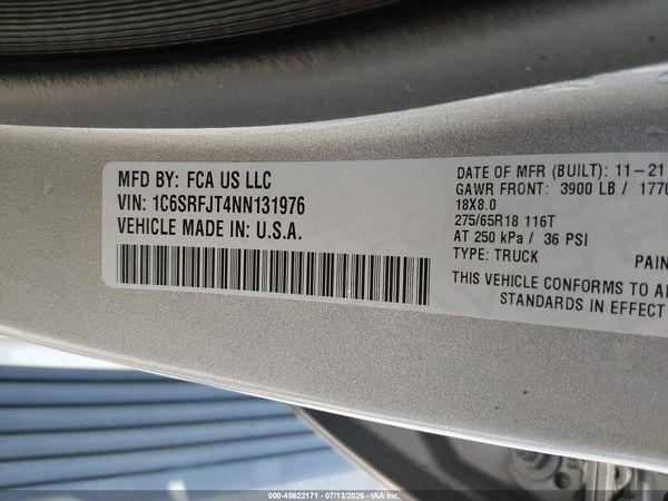2022 RAM 1500 LARAMIE  4X4 5'7 BOX