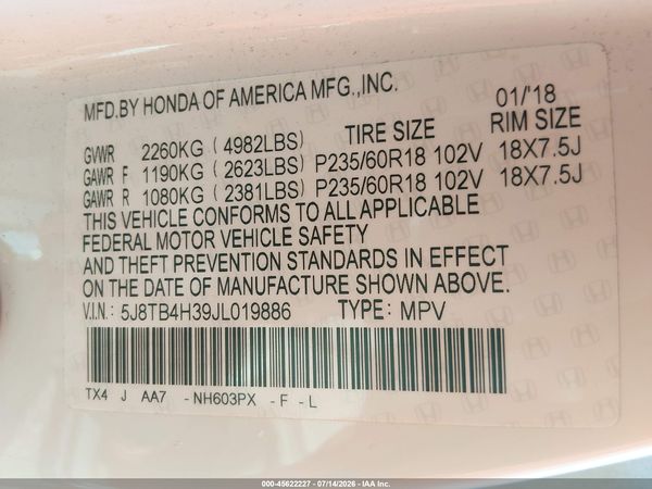 2018 ACURA RDX ACURAWATCH PLUS PACKAGE