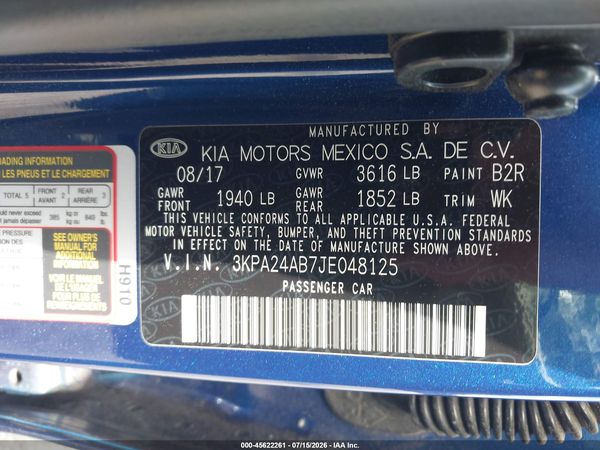 2018 KIA RIO S