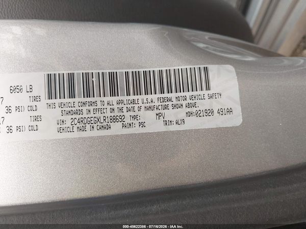 2020 DODGE GRAND CARAVAN GT