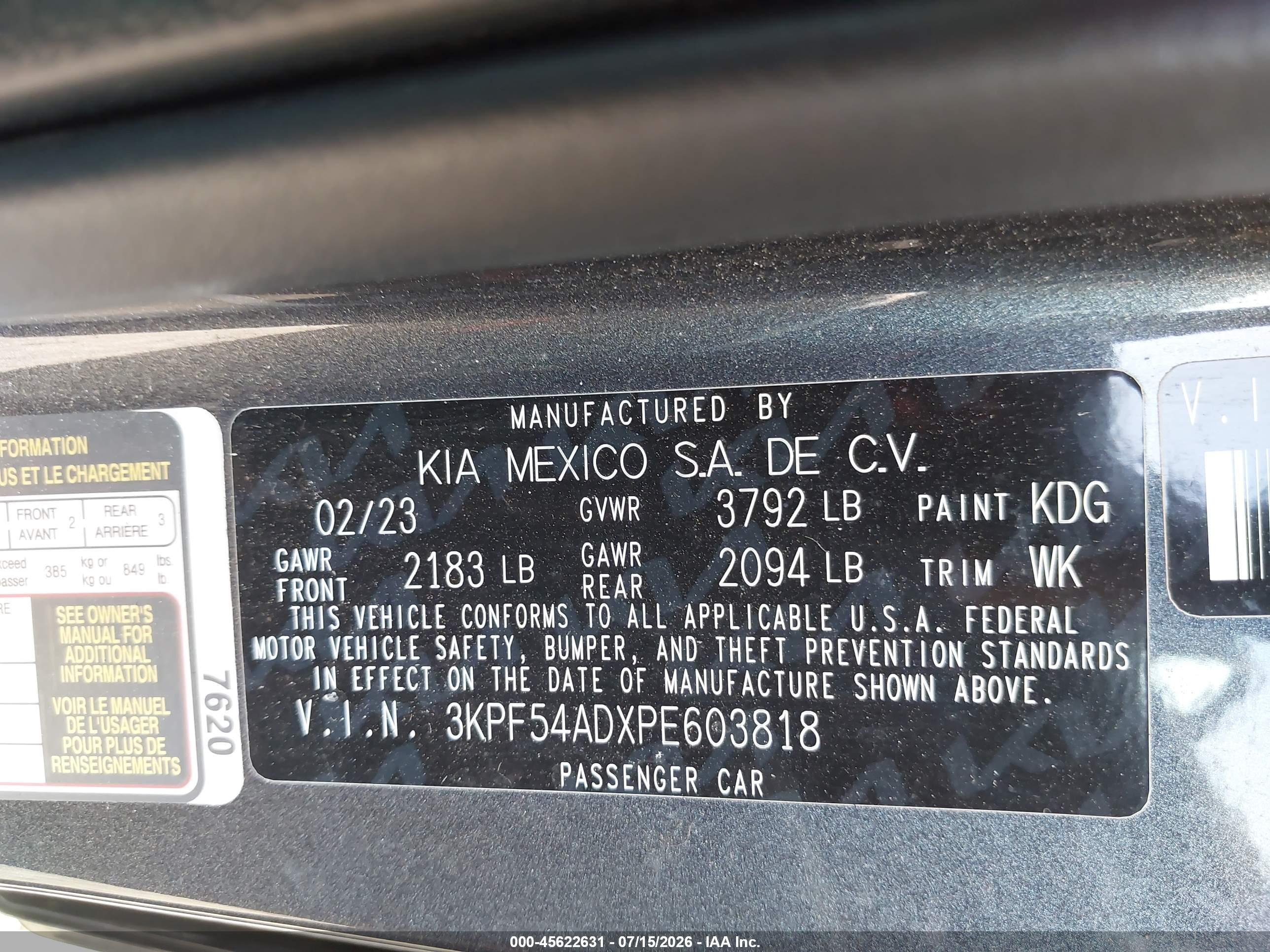 2023 KIA FORTE GT Line