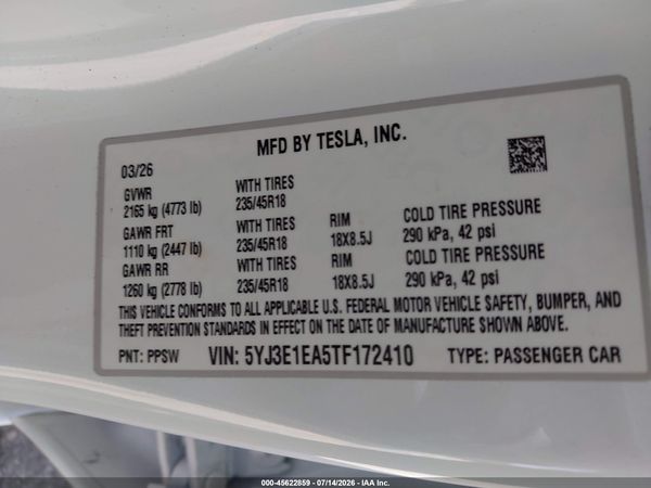 2026 TESLA MODEL 3 — I9