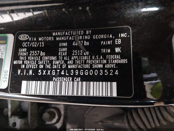 2016 KIA OPTIMA LX