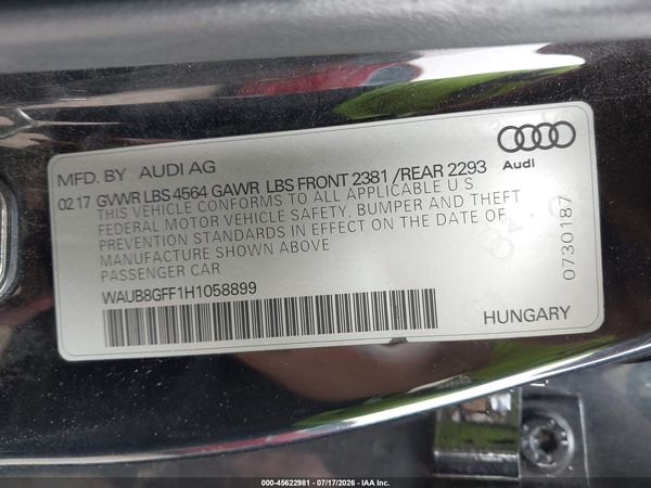 2017 AUDI A3 PREMIUM