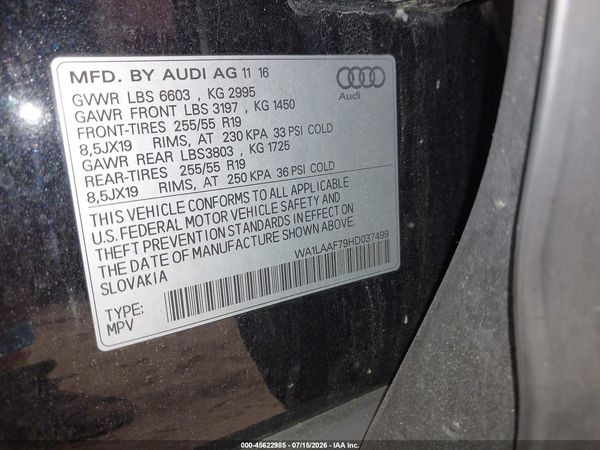 2017 AUDI Q7 3.0T PREMIUM