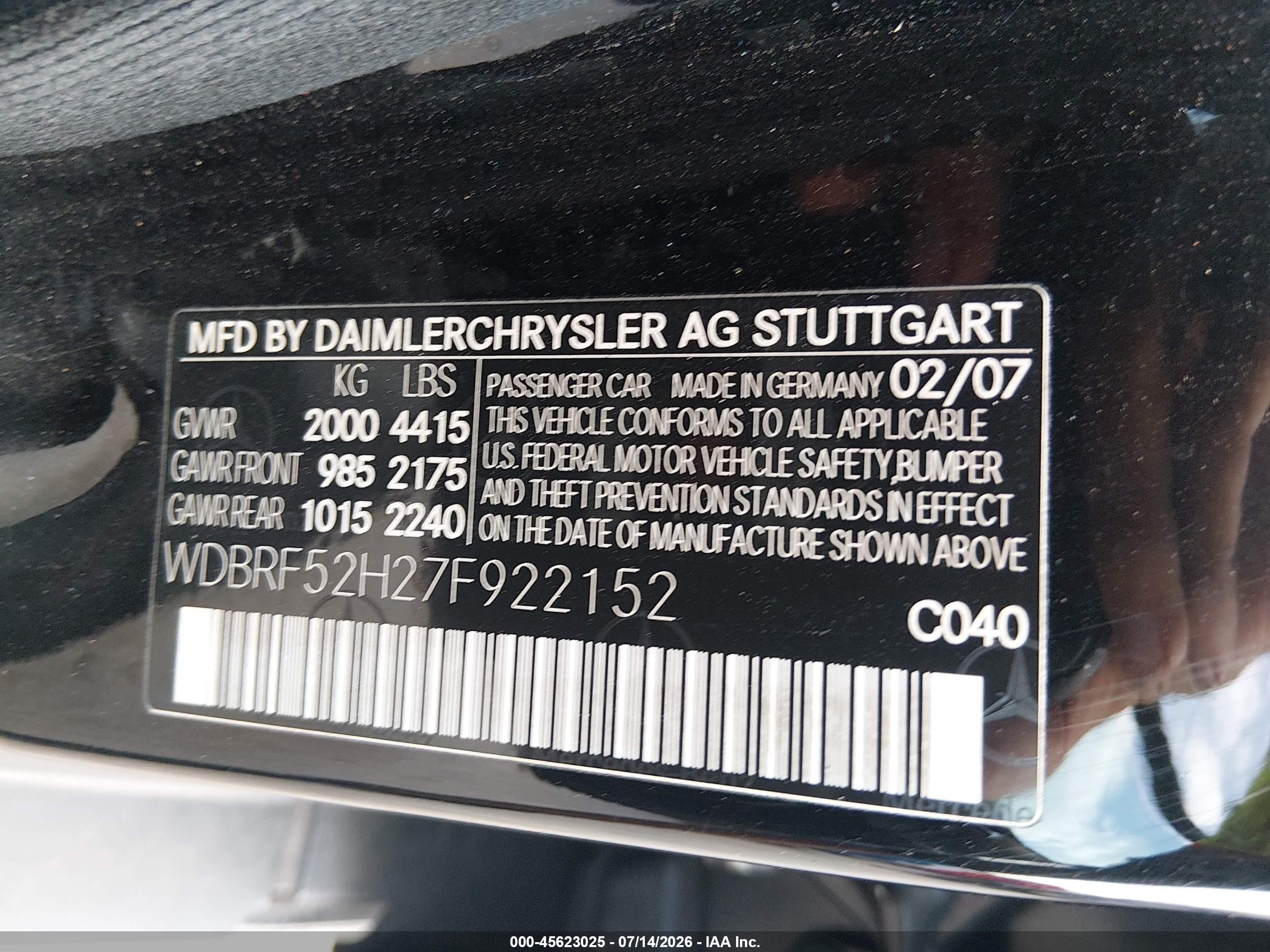 2007 MERCEDES-BENZ C 230 C230