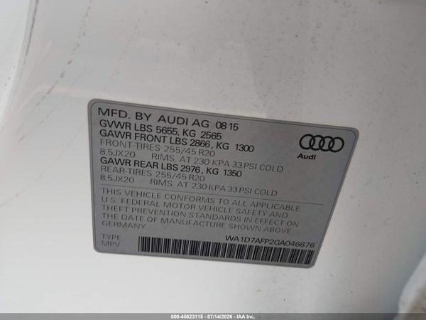 2016 AUDI Q5 3.0T PREMIUM PLUS