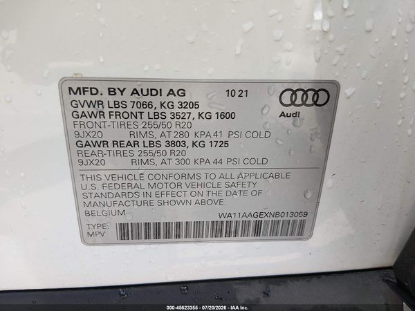2022 AUDI E-TRON SPORTBACK PREMIUM S LINE QUATTRO