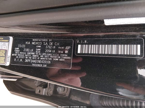 2022 KIA FORTE LXS