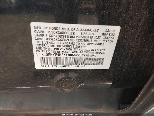 2015 HONDA PILOT SE